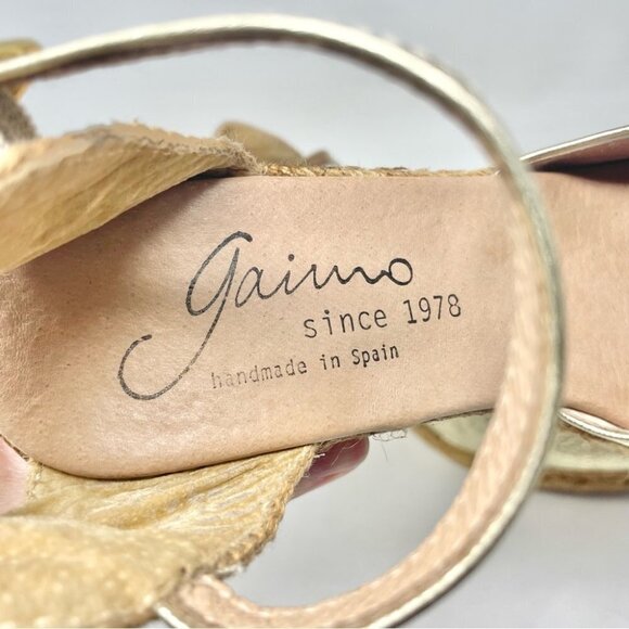* GAIMO Obi Wedge Espadrilles in Gold Leather Size 41 - Picture 13 of 13
